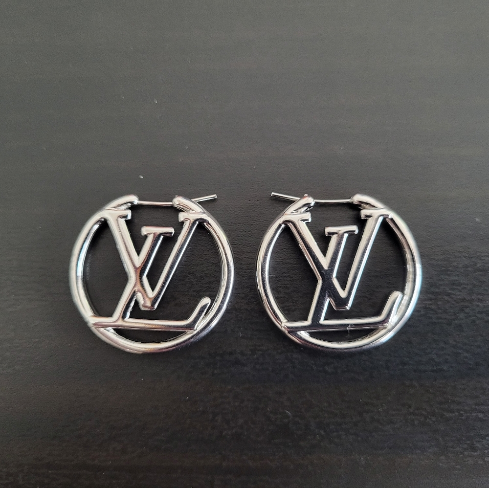 Silver LV Hoop Earrings